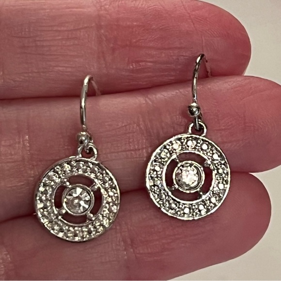 Silver Diamond Cz Drop Earrings - Picture 1 of 5